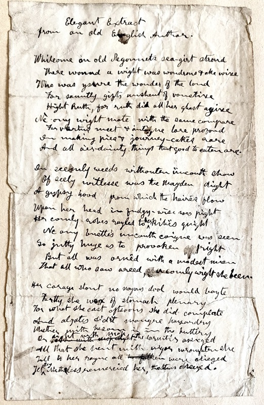 Hand-written Manuscript, courtesy of the Little Compton Historical Society