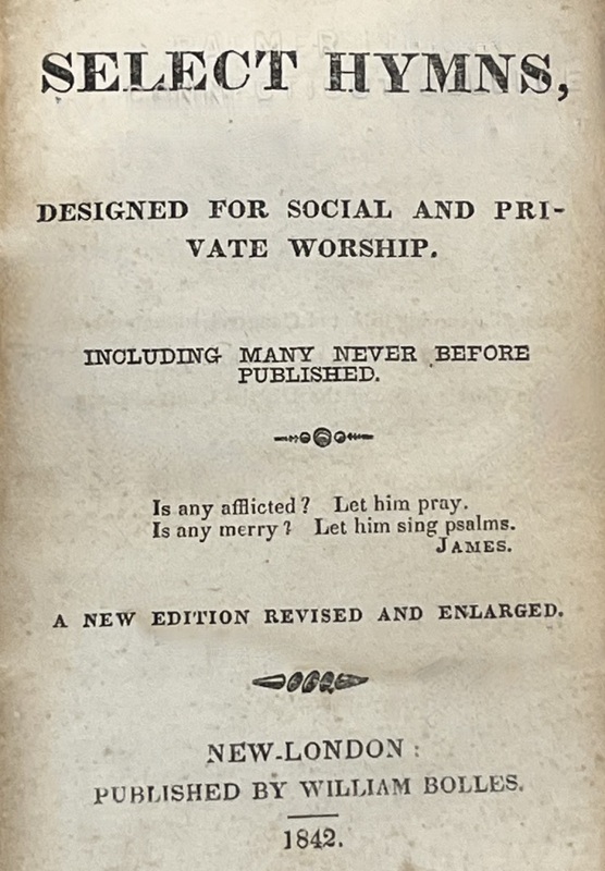 Title Page to Select Hymns by Bolles