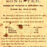 The Republican Campaign Songster, advertisement, 1864