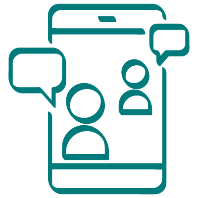 phone with speech bubbles representing conversation