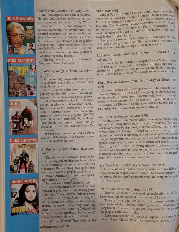 India Currents – 30-Year Anniversary Editorial Spread (1987–2017)