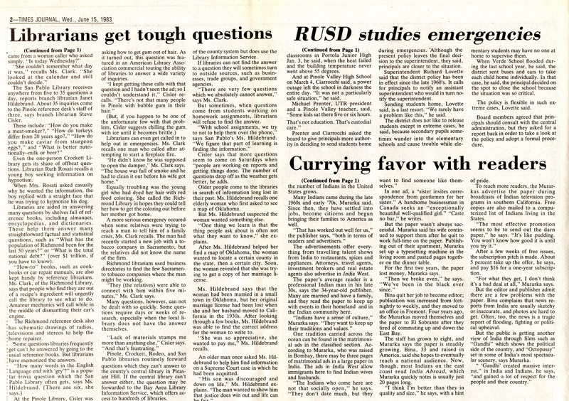 E.S. Newspaper Curries Favor with Its Readers article continuation inside paper