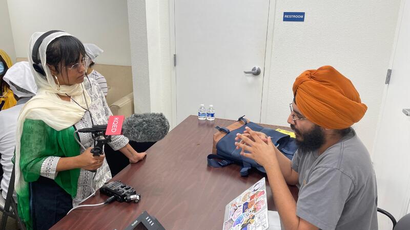 Srishti Prabha interviews someone for KQED 