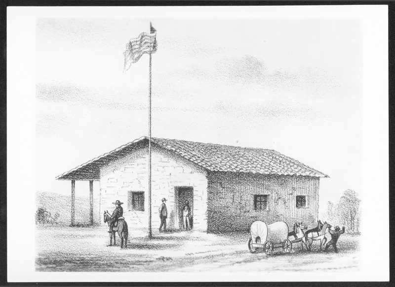 Drawing of an Exterior View of the Mexican Courthouse in San José, ca.1900