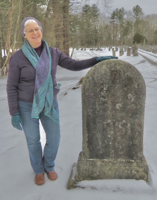 Phyllis Emigh at Celia Burleigh's Grave Site