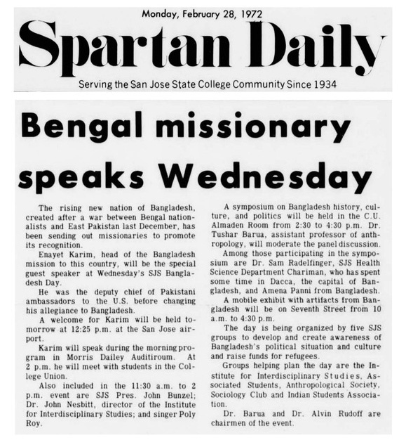 Upcoming 'Bangladesh Talk' in 1972