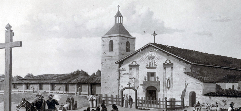 The Mission of Santa Clara in 1849, from a painting by Mr. Andrew P. Hill