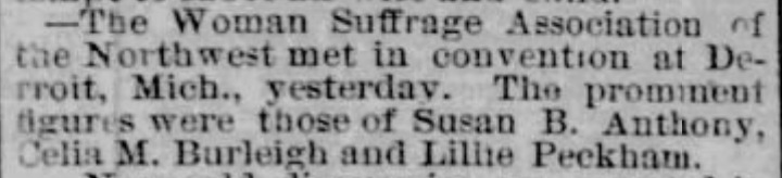 Detroit Convention Headliners: Susan B. Anthony and Celia Burleigh