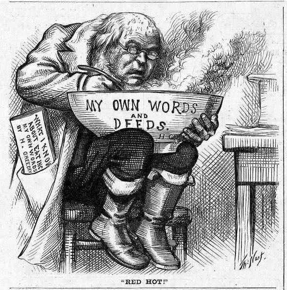 Thomas Nast cartoon against Horace Greeley in 1872