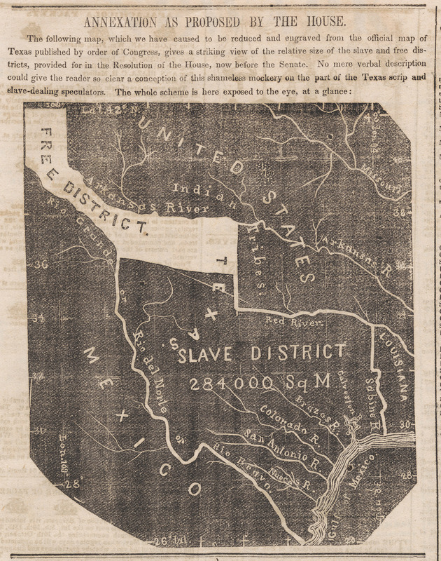 1845 Map in Opposition to Annexation of Texas