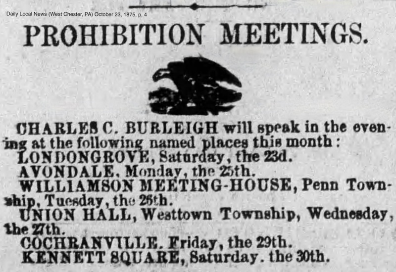 Prohibition Meetings featuring Charles C. Burleigh, 1875