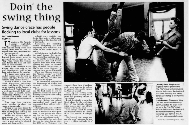 “Swing dance craze” 
“It has been made more popular in culture through advertisements”
“increase in swing dancing since the 1996 movie “Swingers”"
