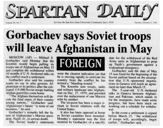Russian withdrawal from Afghanistan, 1988