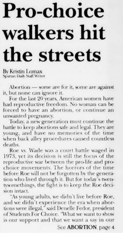 “For the last 20 years, American women have had reproductive freedom…Today a new generation must continue the battle to keep abortions safe and legal.”
Roe vs. Wade
Powerful piece 