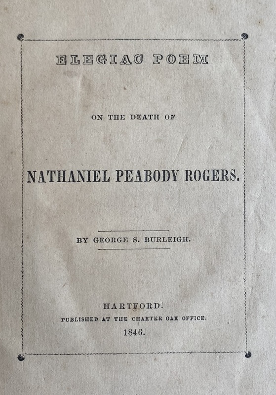 Cover of Elegiac Poem on the Death of Nathaniel Peabody Rogers, held by Little Compton Historical Society
