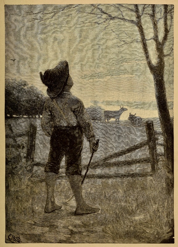 Illustration of a Farm Boy Watching the Evening Sky for Nighthawks