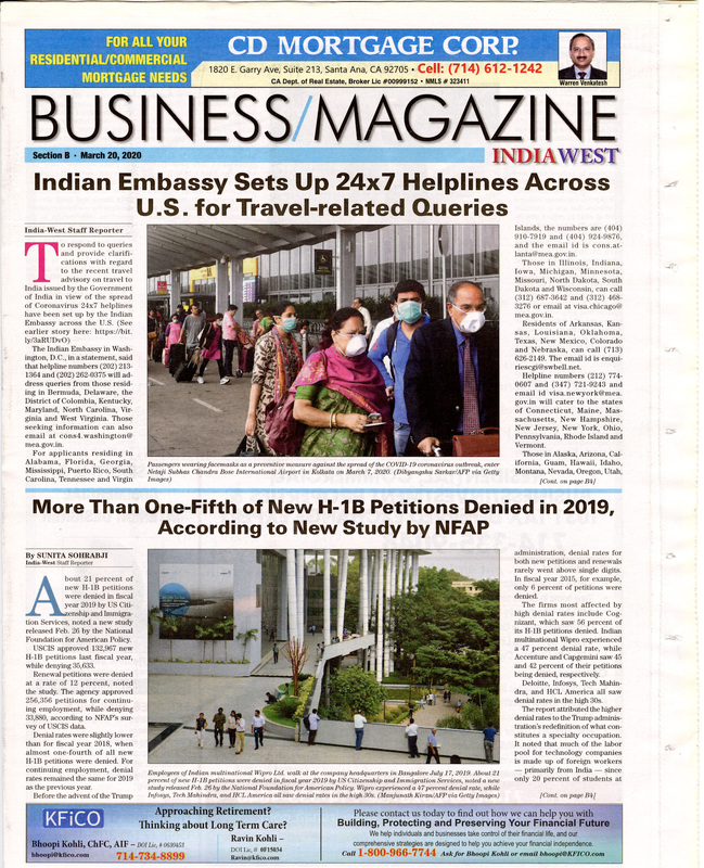 Business Section in India-West Final Printed Issue Before Online-Only Publication
