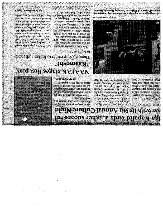 The first press received by Naatak in a local Berkeley newspaper in 1996.