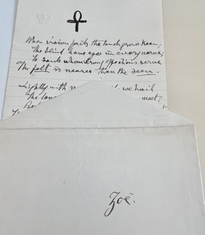 "Zoe" envelope preserved at the John Hay Library