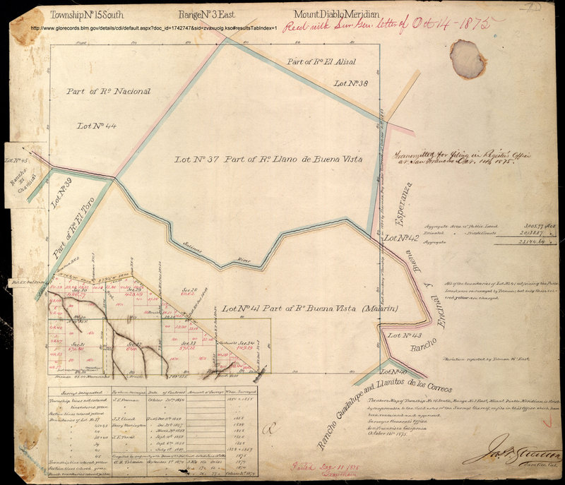 Diseño map of Rancho Buena Vista (Estrada), GLO No. 274, Monterey County, California