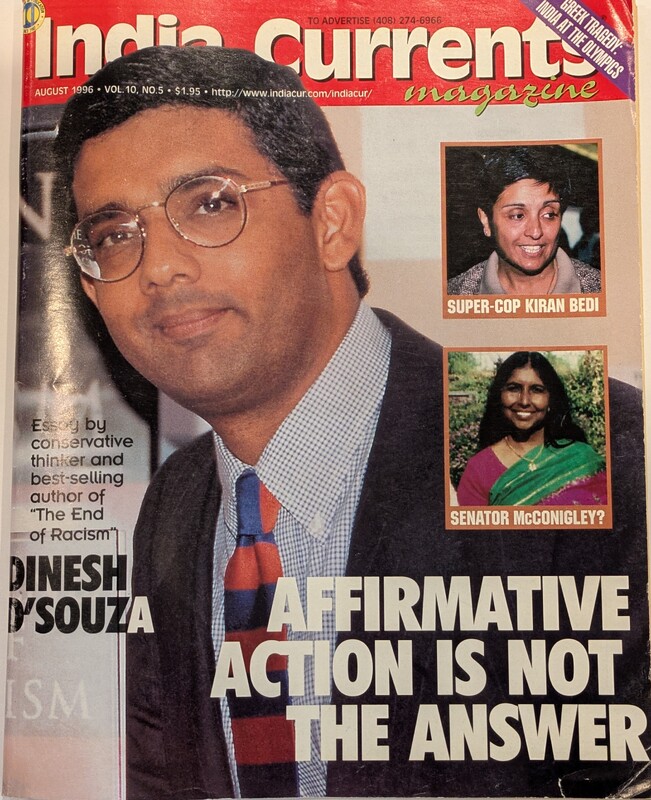India Currents – “Affirmative Action Is Not the Answer” (August 1996, Vol. 10, No. 5)