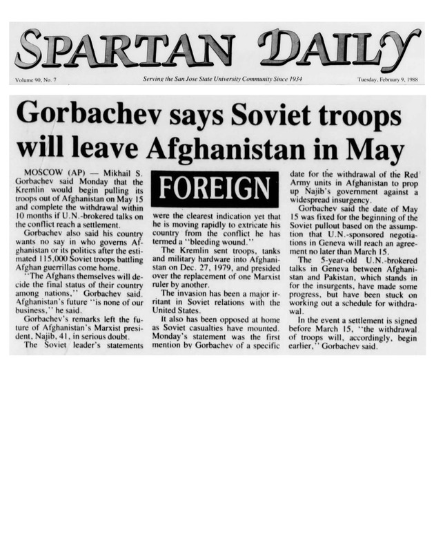 Russian withdrawal from Afghanistan, 1988