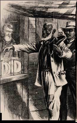 "The First Vote" by Alfred Rudolph Waud, in Harpers Weekly, November 16, 1867