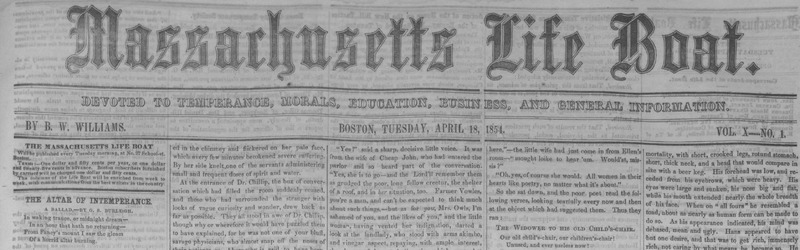 Massachusetts Life-Boat newspaper with The Altar of Intemperance