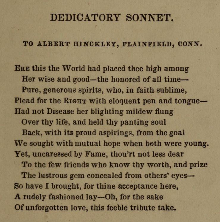 Dedicatory Sonnet to Alberty Hinckley from "Our Country" (collection of editor)
