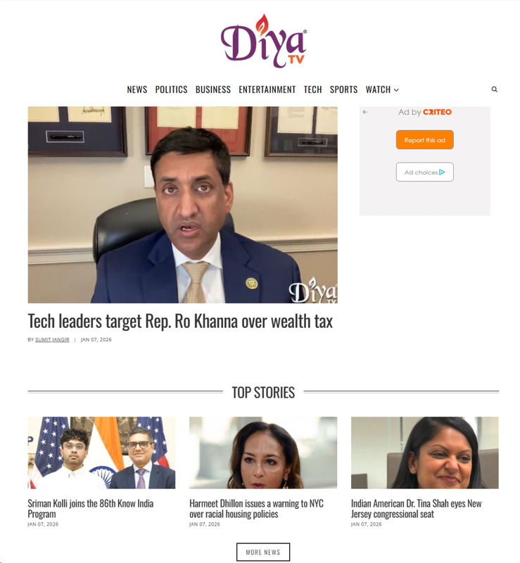 Diya TV website screenshot 