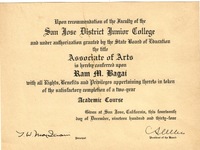 Ram Bagai's Diploma, 1934