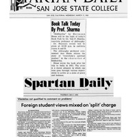 1965 and 1975 Spartan Daily reports on foreign books and foreign student groups