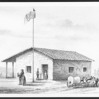 Drawing of an Exterior View of the Mexican Courthouse in San José, ca.1900