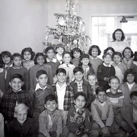 Mayfair School Class Portrait with Christmas Tree, c. 1940