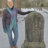 Phyllis Emigh at Celia Burleigh's Grave Site