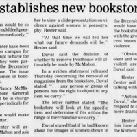 Women’s Center acknowledgement of the lack of urgency for women’s needs in comparison to other major issues. “‘Obviously what they think is violent and we (the bookstore) think is violent are two different things,’ Duval said.”