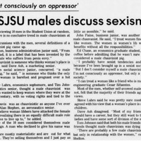 Article showing male students’ chauvinistic comments, reflecting normalized sexism and objectification of women in the 1970s.