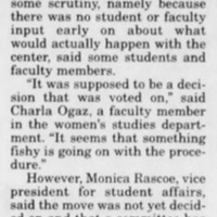 “Ogaz said she didn’t feel the committee would do the center justice because they didn’t have any level of expertise with the issues pertinent to women” 