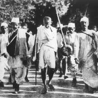 Gandhi leads protest march against the British, 1930