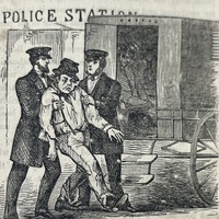 The Morning Scavengers frontispiece - Arrest of a drunken Irishman