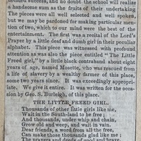 "The Little Freed Girl" newspaper article 1863