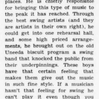 “It’s more swingy.” 
“Not all jazz is swing.” 
