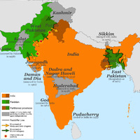 Map of the partition of India (1947).