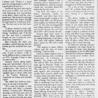SJSU started weekly dance lessons that “attract more men than women”.
Dance changes/evolves geographically and historically - “Lots of dance is popular here because of dance changes” .
