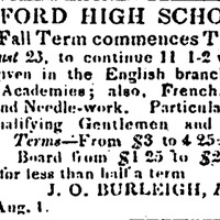 John O. Burleigh's Oxford High School advertisement