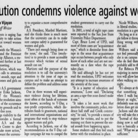 In 2001, a total of 8 rape cases reported to San Jose State University Police Department. Associated Students urging SJSU to take action in stopping violence towards women and girls on campus. 
Highlights underrpeported reality of sexual violence and the need for accountability of the university, as well as the power of Associated Students challenging the system. 
